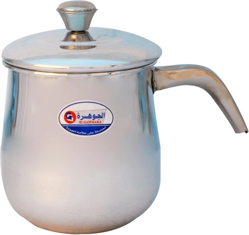 إبريق حليب تشيكي بمقبض من الفولاذ المقاوم للصدأ والألومنيوم، مقاس 12 (1)، فضي اللون